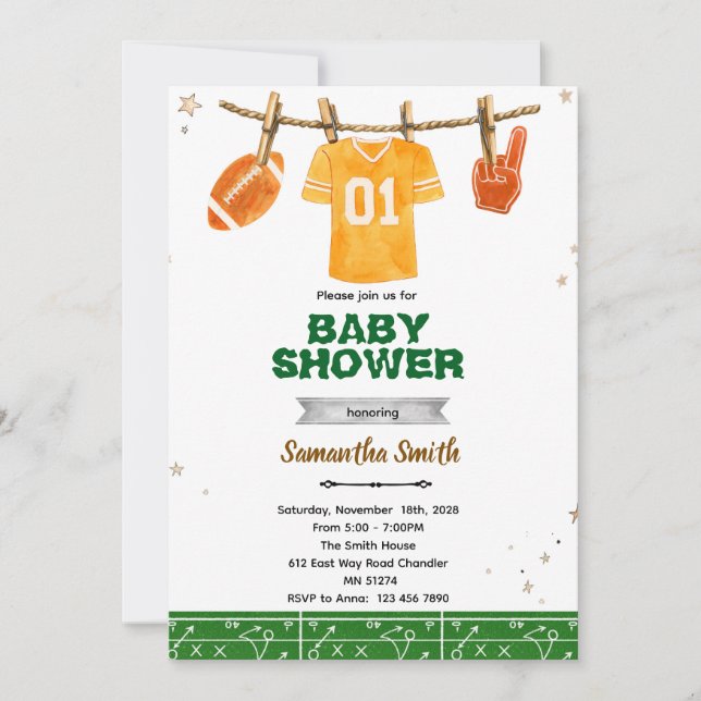 Convite Football baby shower invitation (Frente)