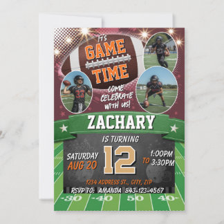 Convite Football Birthday Invitation with photos