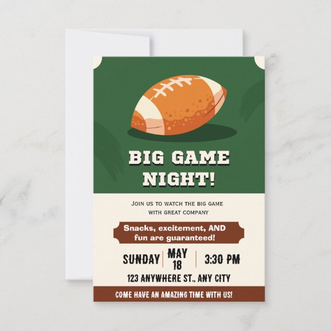Convite Football Birthday Party Invitation | Adult or Kids (Frente)