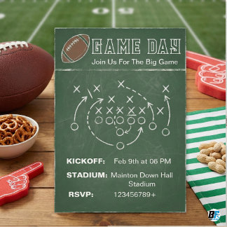 Convite Football Game Day Party | Chalkboard Play Diagram
