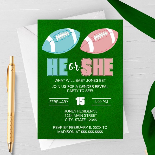 Convite Football Gender Reveal Invitation (Criador carregado)