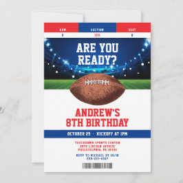 Convite Football Kids Birthday Party Ticket Invitation