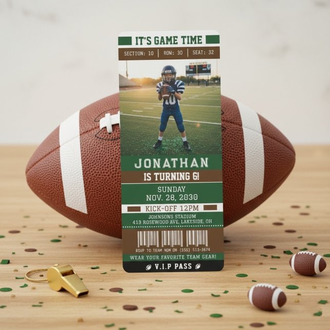 Convite Football Season Ticket Birthday Party Sports (Criador carregado)