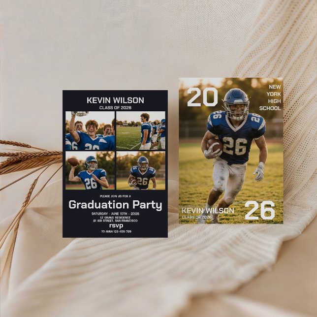 Convite Football Sports Photo Graduation Invitation (Criador carregado)