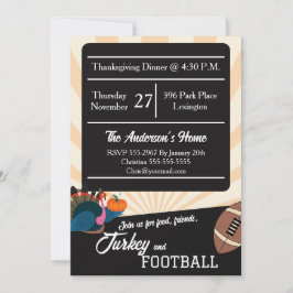 Convite Football Thanksgiving Dinner Turkey October Party