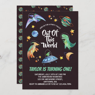 Convite Fora Desta Galáxia Espacial Mundial Dinossauro Ani