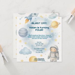 Convite Fora deste cósmico mundial   Festa Espacial - Aniv