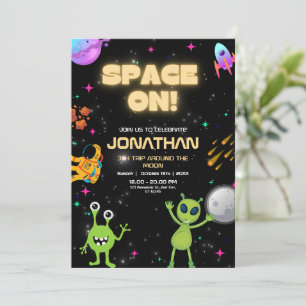 Convite Fora deste Mundo Aniversário Alienígena OVNI Espaç