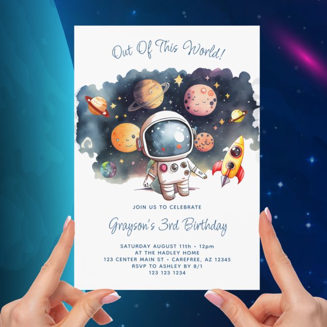 Convite Fora deste Mundo Espaço Sideral 3º Aniversário (Criador carregado)