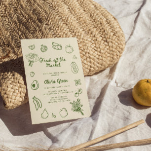 Convite Fora Do Mercado, Chá de panela Desenho De Mão Verd