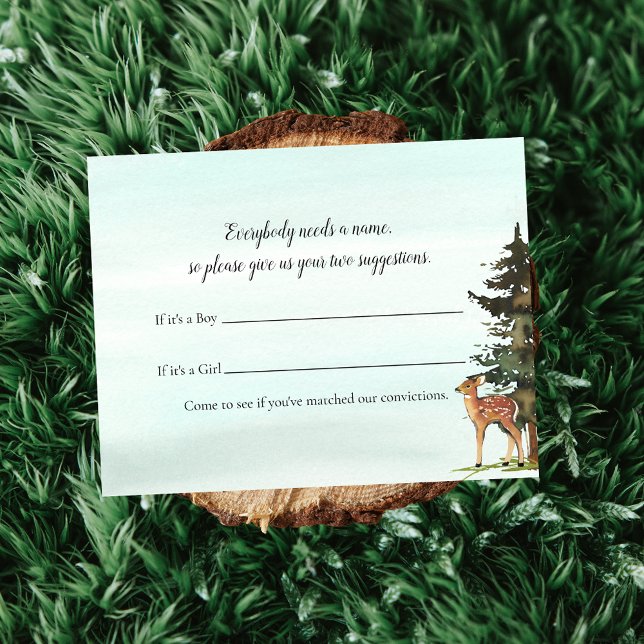 Convite Forest Adventure Baby Name Adivinha Jogo dos Deers (Criador carregado)