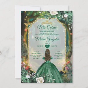 Convite Forest Emerald Green Quinceañera