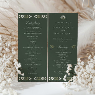 Convite Forest Green Art Nouveau Cerimônia de Casamento