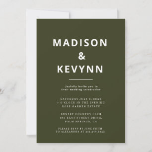 Convite Forest Green   Casamento Moderno de Scandi Minimal