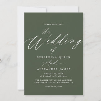 Convite Forest Green | Casamento Simples de Script Moderno