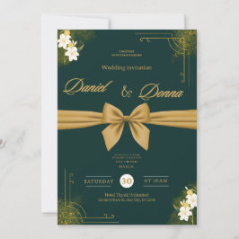 Convite Forest Green Ivy Ornament Wedding Invitation