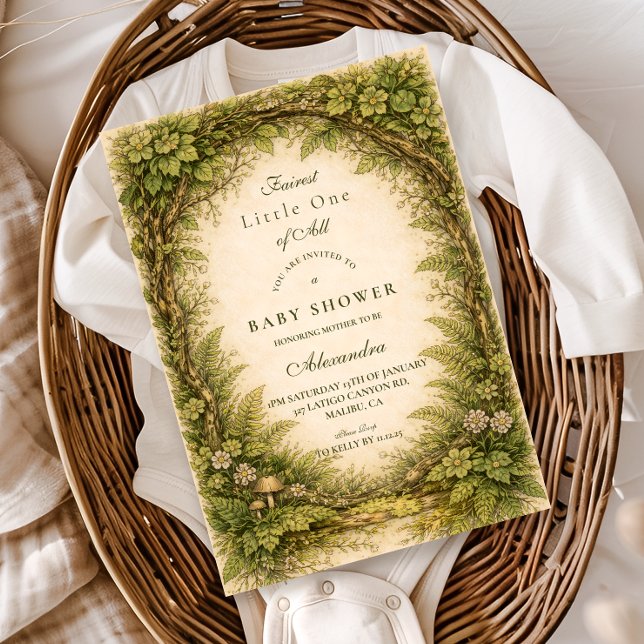 Convite Forest Greenery Storybook Baby Shower (Criador carregado)