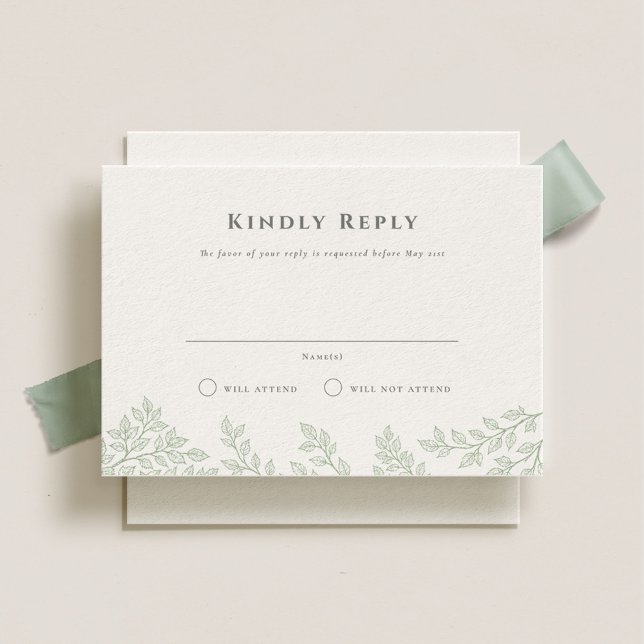 Convite Forest Grove Sage Green Wedding RSVP (Criador carregado)
