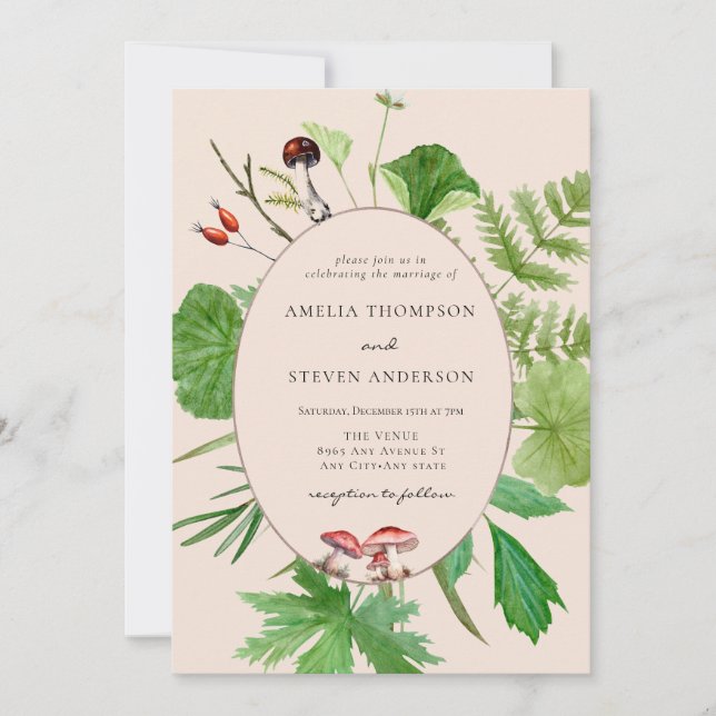 Convite Forest Mushroom | Woodland Wedding (Frente)
