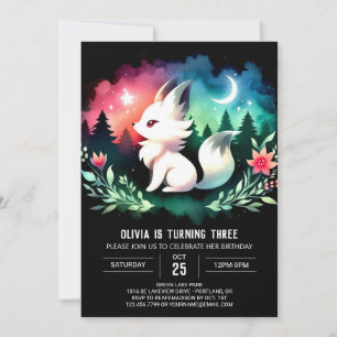 Convite Forest Simple Wolf Birthday
