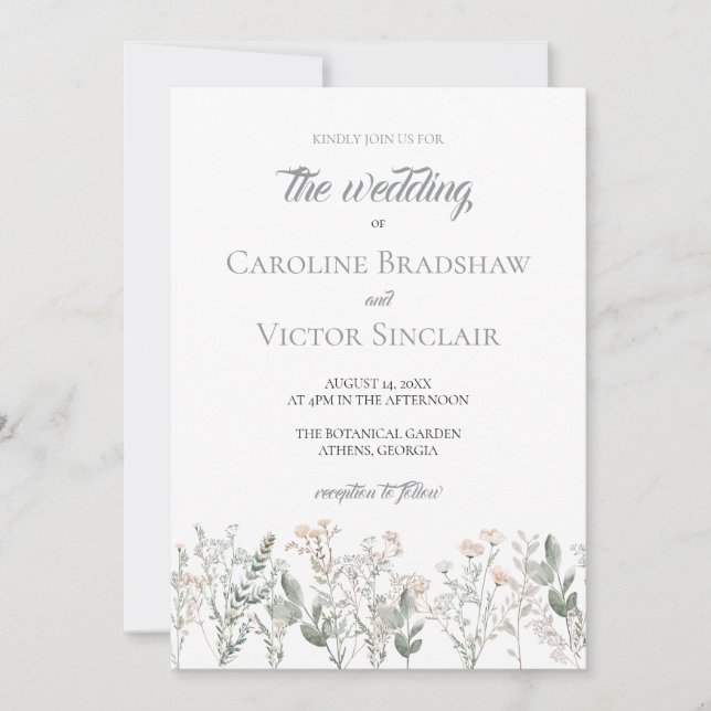 Convite Forest Wildflowers Wedding Invitation (Frente)