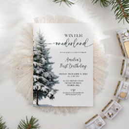 Convite Forest Winter Onederland Birthday