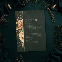 Convite Forest Witch Green Floral Wedding Details Card