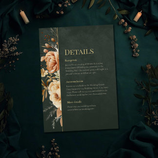 Convite Forest Witch Green Floral Wedding Details Card