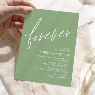 Convite Forever Love Sage Casamento Minimalista Verde