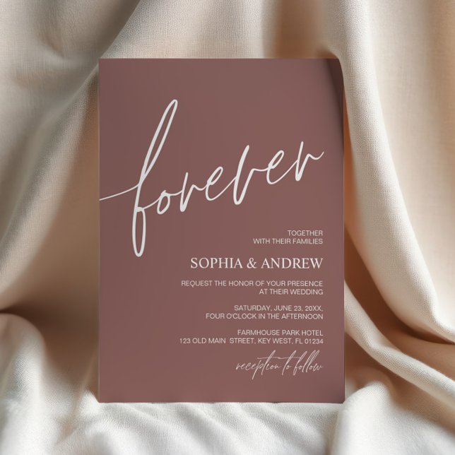 Convite Forever Love Terracotta Minimalist Wedding (Criador carregado)