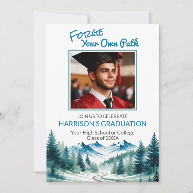 Convite Forge Your Own Path Adventure Grad Party (Frente)
