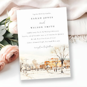 Convite Forgo North Dakota City Scape Watercolor Casamento