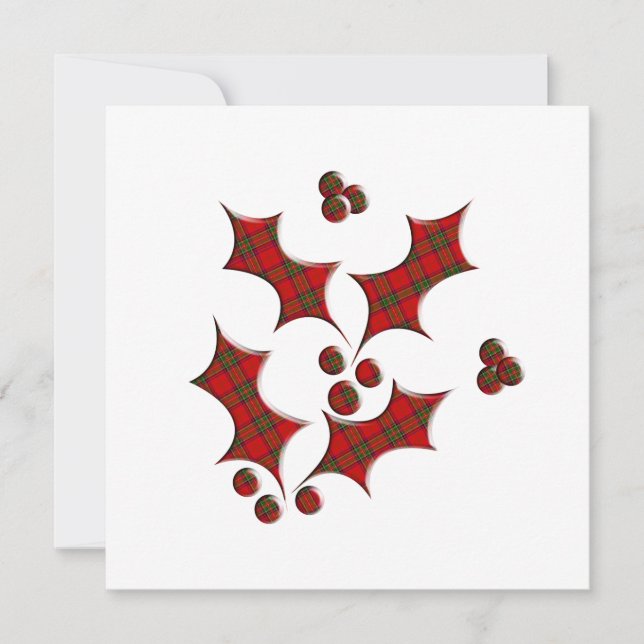 Convite Forma de Natal da Holly da xadrez (Frente)