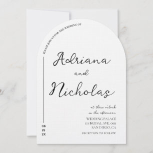 Convite Forma Simples Arca Preta e Branca de Casamento