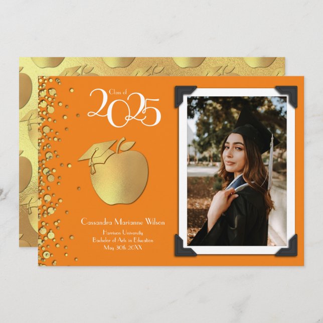 Convite Formação de Professores Laranja Dourada (Frente/Verso)