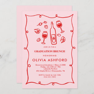 Convite Formação em Brunch Elegante Vermelho e Rosa