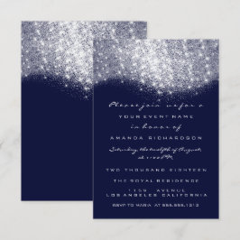 Convite Formal Azul Marinho Brilho Cinza Prata
