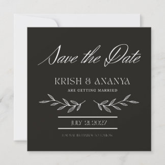 Convite Formal Black Save the Date with White Font