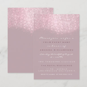 Convite Formal Brilho Rosa Roxo Branco Cinza