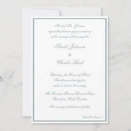 Convite Formal Clássico para Casamento - Azul Cost