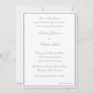 Convite Formal Clássico para Casamento - Azul Cost
