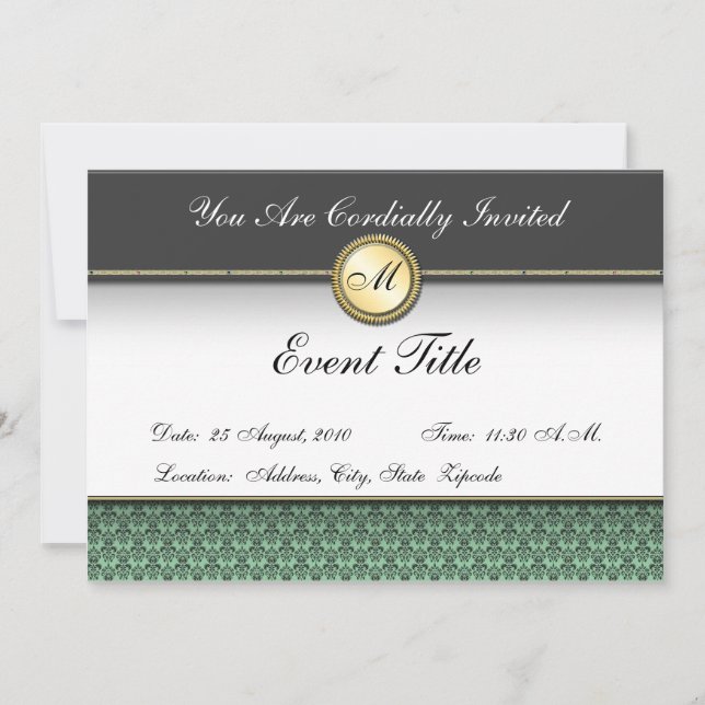 Convite Formal com Monograma Personalizado de Luxo (Frente)