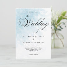 Convite Formal Cyan Blue Watercolor Casamento