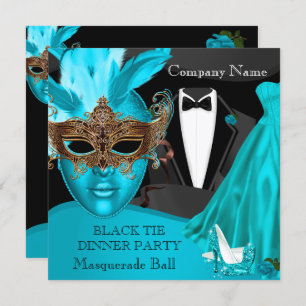 Convite Formal da mascarada Ball Teal Black Tie