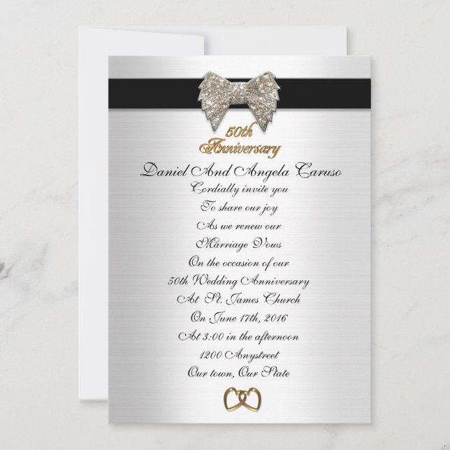 Convite formal de aniversário de 50 anos (Frente)