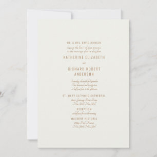 Convite Formal de Casamento Creme. Pais da Noiva L