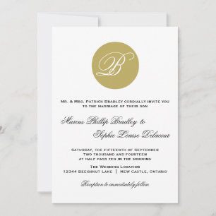 Convite Formal de Casamento de Script Dourado Mono