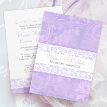 Convite formal de casamento para rendas roxas e br