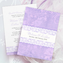 Convite formal de casamento para rendas roxas e br