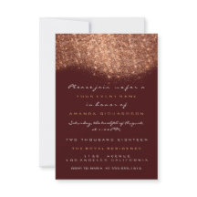 Convite Formal De Cobre Burgund Com Glitter Dourad